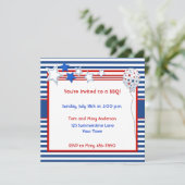 Patriotische US Flagge-Party Einladung (Stehend Vorderseite)