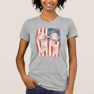 Patriotische US-Flagge rosa Schleife Coquette 4. J T-Shirt
