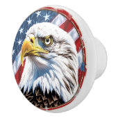 Patriotische US-Flagge Rustic Bald Eagle Keramikknauf (Rechts)