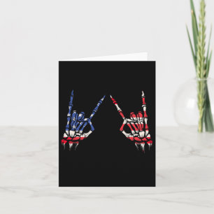 Patriotische US-Flagge Skeleton Rock on Devil Horn Karte