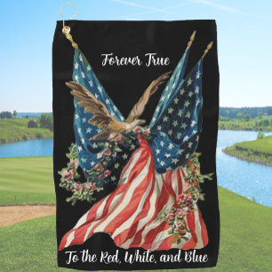 Patriotische US-Flagge und Adler-Amerikanische Fla Golfhandtuch