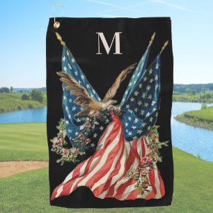 Patriotische US-Flagge und Adler Amerikanische Fla Golfhandtuch
