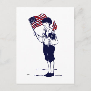 Patriotische US-Flagge und Feuerwerkskörper Postkarte