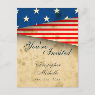Patriotische US-Flagge Vintager Stil Hochzeitseinl Einladung