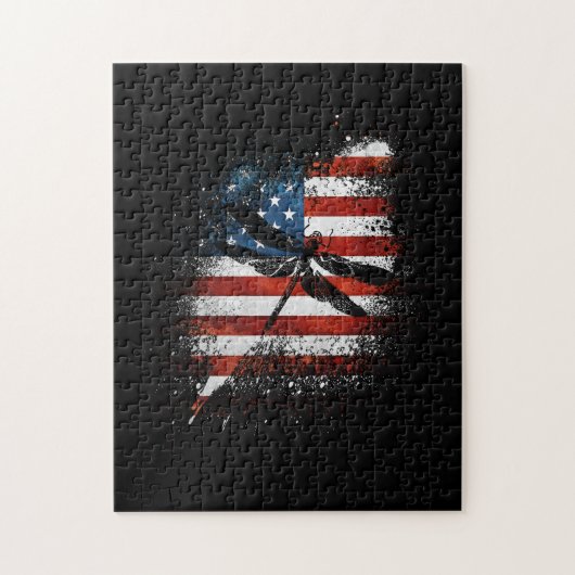 Patriotische US-Flagge zum Tag der Unabhängigkeit Puzzle (Vertikal)