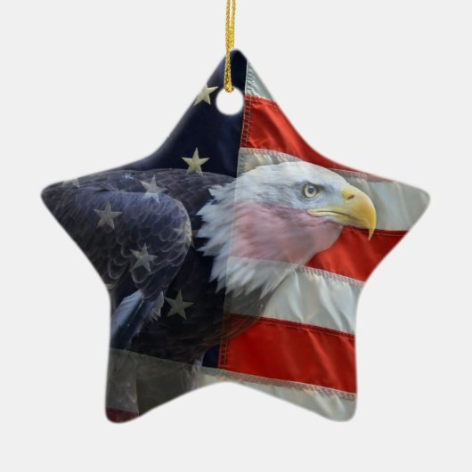 Patriotische US-Flaggen-Eagle-Verzierung Keramikornament (Vorne)