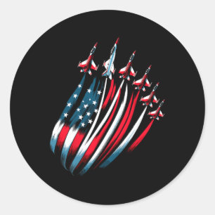 Patriotische US-Flaggen Jets Jets Jets 4. Juli Runder Aufkleber