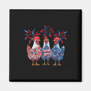 Patriotische US-Hühner 4. Juli US-Flagge unabhängi Magnet