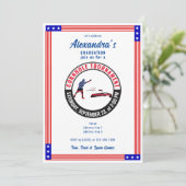 Patriotische US Sack Toss Cornhole Graduation Part Einladung (Stehend Vorderseite)
