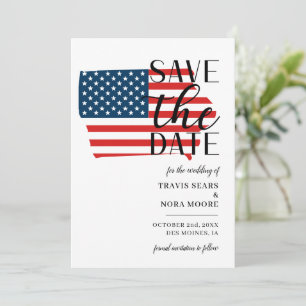 Patriotische US-Staat Iowa Hochzeit in Urlaubsort Save The Date