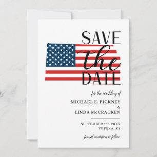 Patriotische US-Staats-Kansas-Zielhochzeit Save The Date