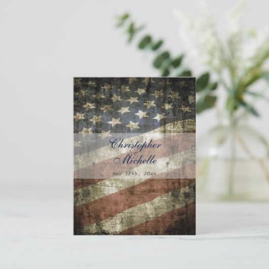 Patriotische US-Vintage amerikanische Flaggenhochz Einladung (Stehend Vorderseite)