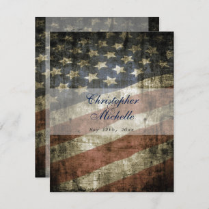 Patriotische US-Vintage amerikanische Flaggenhochz Einladung