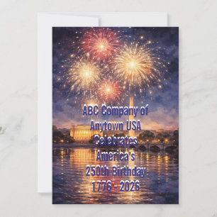 Patriotische USA 250-Jahres-Jubiläums-Feuerwerkska Feiertagskarte
