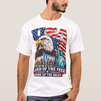 Patriotische USA-Adler-Statue-der-Freiheit-Kunst T-Shirt