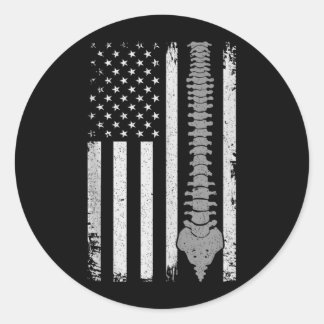 Patriotische USA-Flagge Chiropraktik-Geschenke Chi Runder Aufkleber