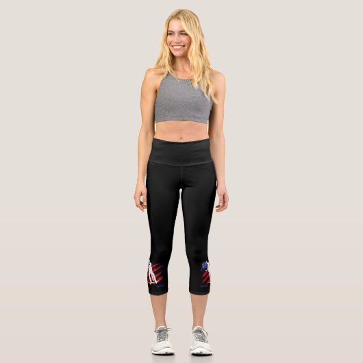 Patriotische USA-Flagge Frauen-Skateboarding Capri Leggings (Vorderseite)
