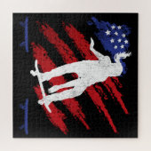 Patriotische USA-Flagge Frauen-Skateboarding Puzzle (Horizontal)