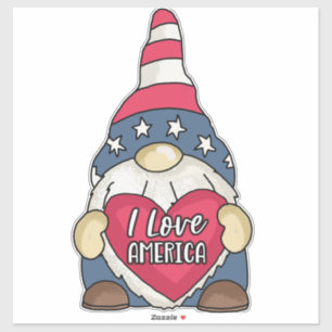 Patriotische USA-Flagge-Garten-Gnome Sterne Streif Aufkleber