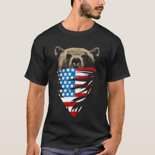patriotische USA-Flagge-Grizzlybärbandanna T-Shirt