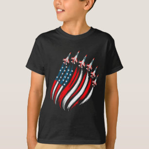 Patriotische USA-Flagge-Kampfjets-Jungs-Männer-4. T-Shirt