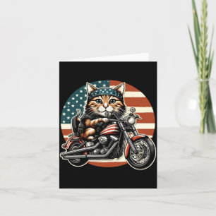 Patriotische USA-Flagge Lustige Motorrad-Katze 4. Karte