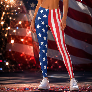 Patriotische USA-Flagge Sterne und Streifen Amerik Leggings