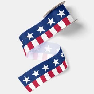 Patriotische USA-Flagge Sterne und Streifen Rot We Satinband