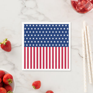 Patriotische USA-Flagge Sterne und Streifen Rot We Serviette