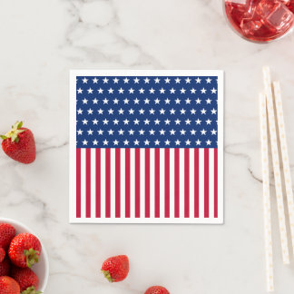 Patriotische USA-Flagge Sterne und Streifen Rot We Serviette