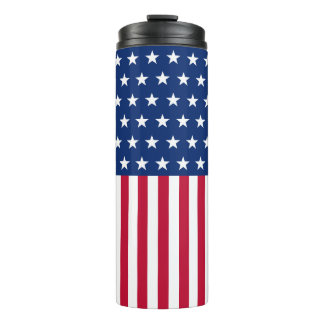 Patriotische USA-Flagge Sterne und Streifen Rot We Thermosbecher