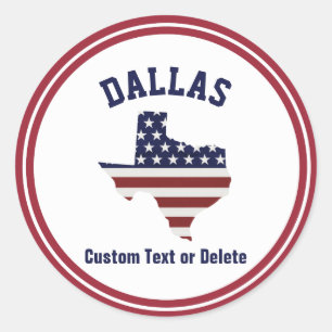 Patriotische USA Flagge   Texas-Karten-  Ihre Runder Aufkleber