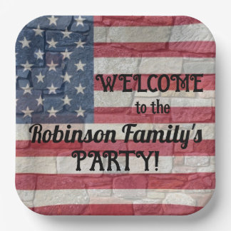 Patriotische USA-Flagge - Text zur Stone-Wall-Kall Pappteller