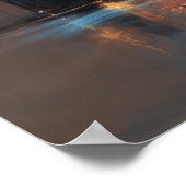 Patriotische USA-Flagge über City Skyline America Poster (Ecke)