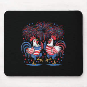 Patriotische USA Hühnerfahne USA Flag 4. Juli Männ Mousepad