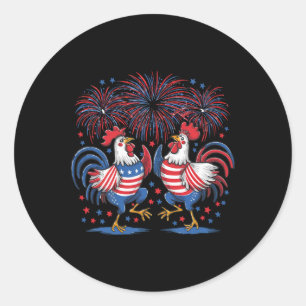 Patriotische USA Hühnerfahne USA Flag 4. Juli Männ Runder Aufkleber