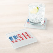 Patriotische USA in Red, White und Blue Glasuntersetzer (Schrägansicht)