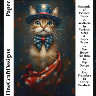 Patriotische USA-Katze, Zylinder-Schleife CS2-Bast