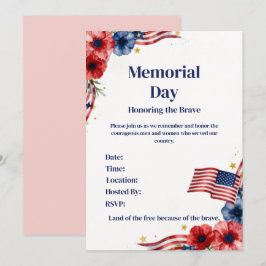 Patriotische USA-Rot-Weiß-Blau-Einladung Einladung