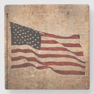 Patriotische Vintage-Amerikanische-Flagge Unabhäng Steinuntersetzer