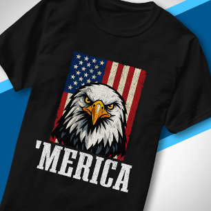 Patriotische Vintage-Amerikanische-Flagge-Weißkopf T-Shirt