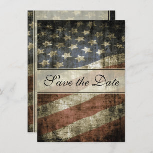 Patriotische Vintage amerikanische Flaggenhochzeit Save The Date
