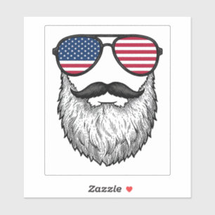 Patriotische Vintage-Bart-Sonnenbrille Grafik-Shir Aufkleber