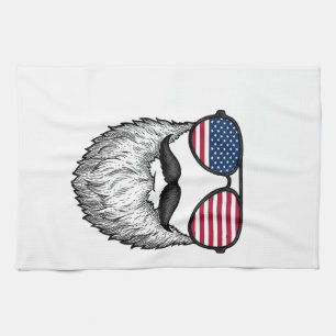 Patriotische Vintage-Bart-Sonnenbrille Grafik-Shir Geschirrtuch
