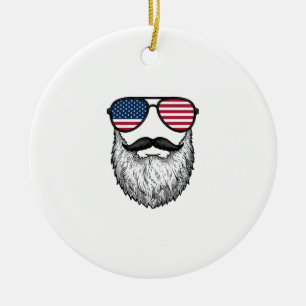 Patriotische Vintage-Bart-Sonnenbrille Grafik-Shir Keramik Ornament
