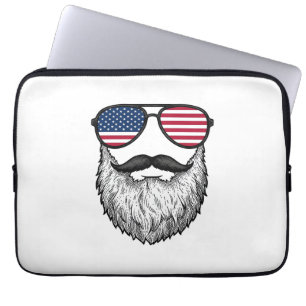 Patriotische Vintage-Bart-Sonnenbrille Grafik-Shir Laptopschutzhülle