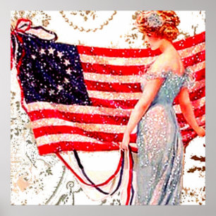 Patriotische Vintage Postkarte Kunst Poster