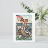 Patriotische Vintage Strandlandschaft Postkarte (Stehend Vorderseite)