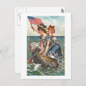Patriotische Vintage Strandlandschaft Postkarte (Vorne/Hinten)