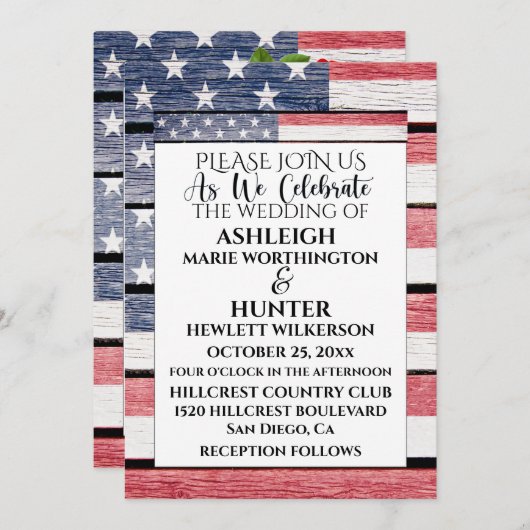 Patriotische Vorlage für Hochzeiten (Vorne/Hinten)